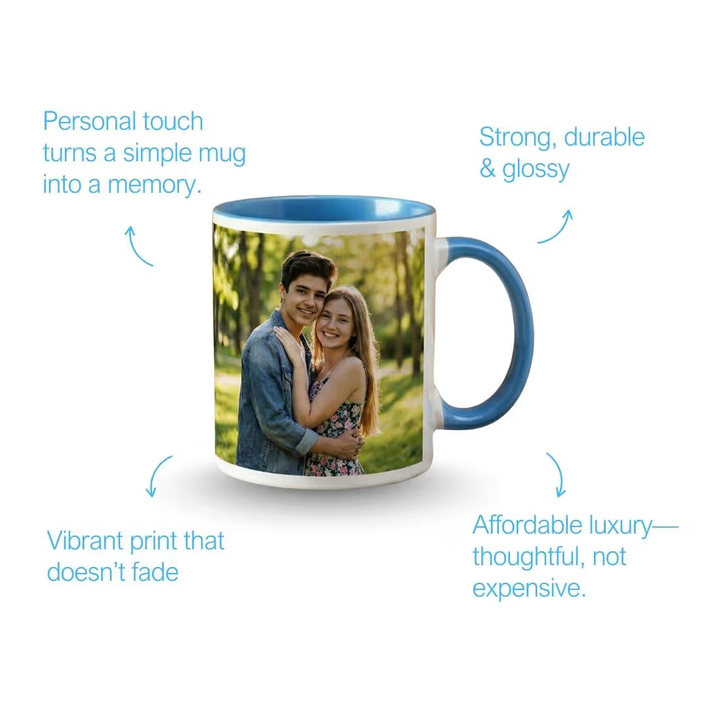 Light Blue Ceramic Customized Photo Mug