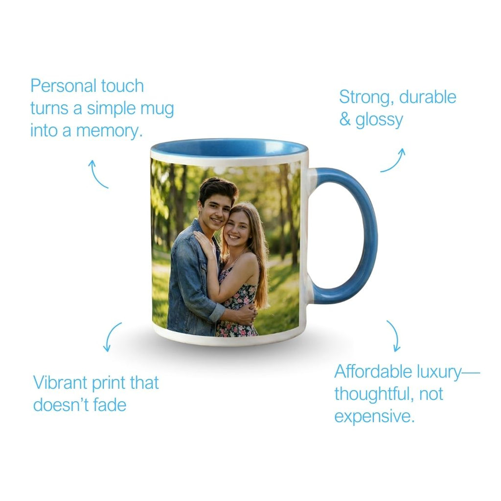 Light Blue Ceramic Customized Photo Mug