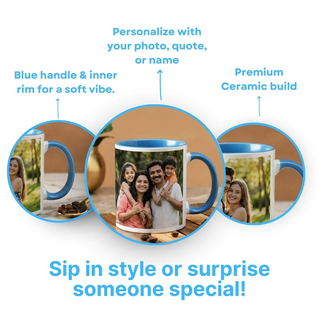 Light Blue Ceramic Customized Photo Mug