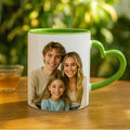Light Green Heart Handle Ceramic Photo Mug