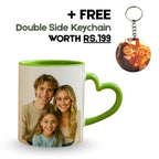 Light Green Heart Handle Ceramic Photo Mug