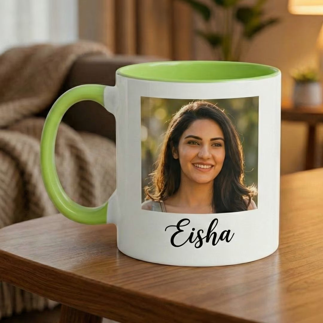 Light Green Ceramic Customized Photo Mug