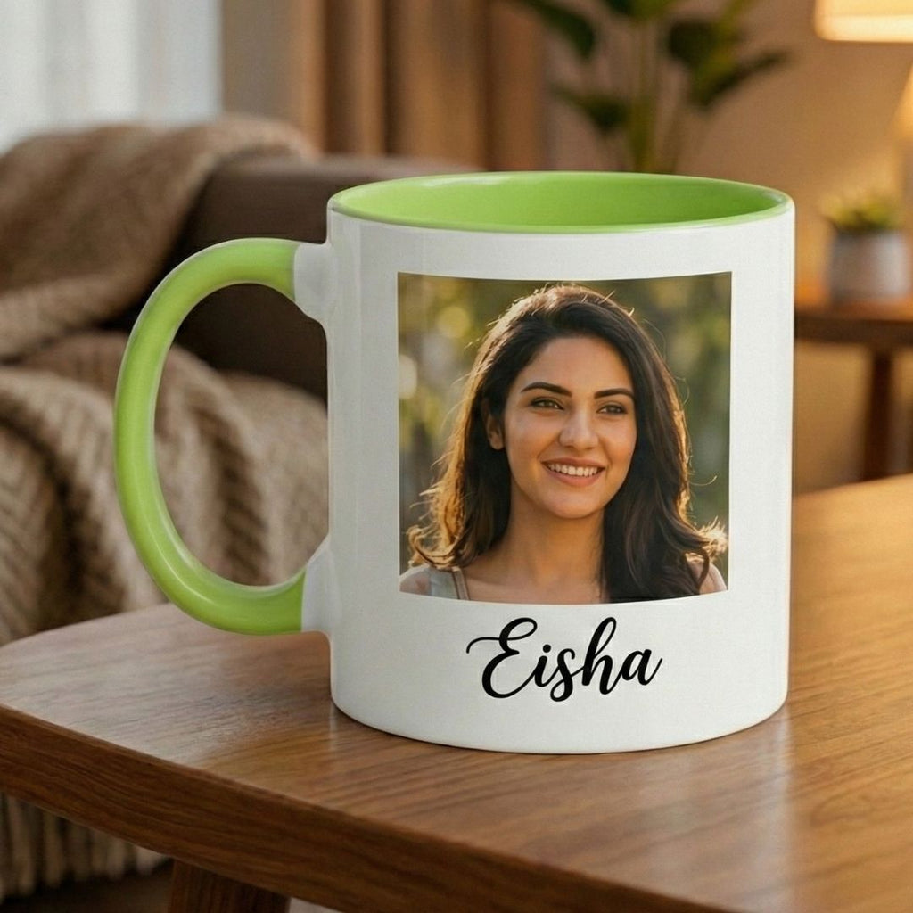 Light Green Ceramic Customized Photo Mug