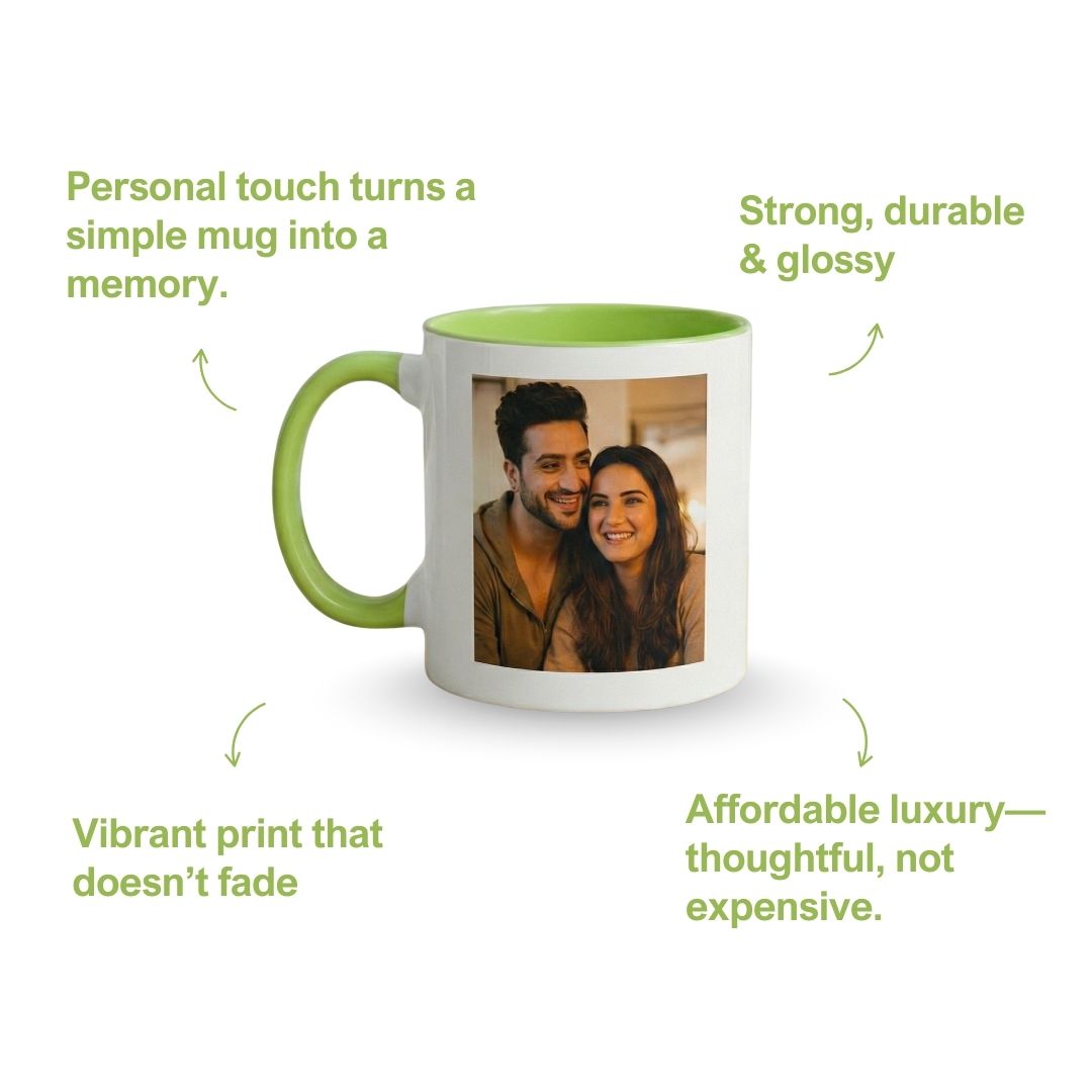Light Green Ceramic Customized Photo Mug