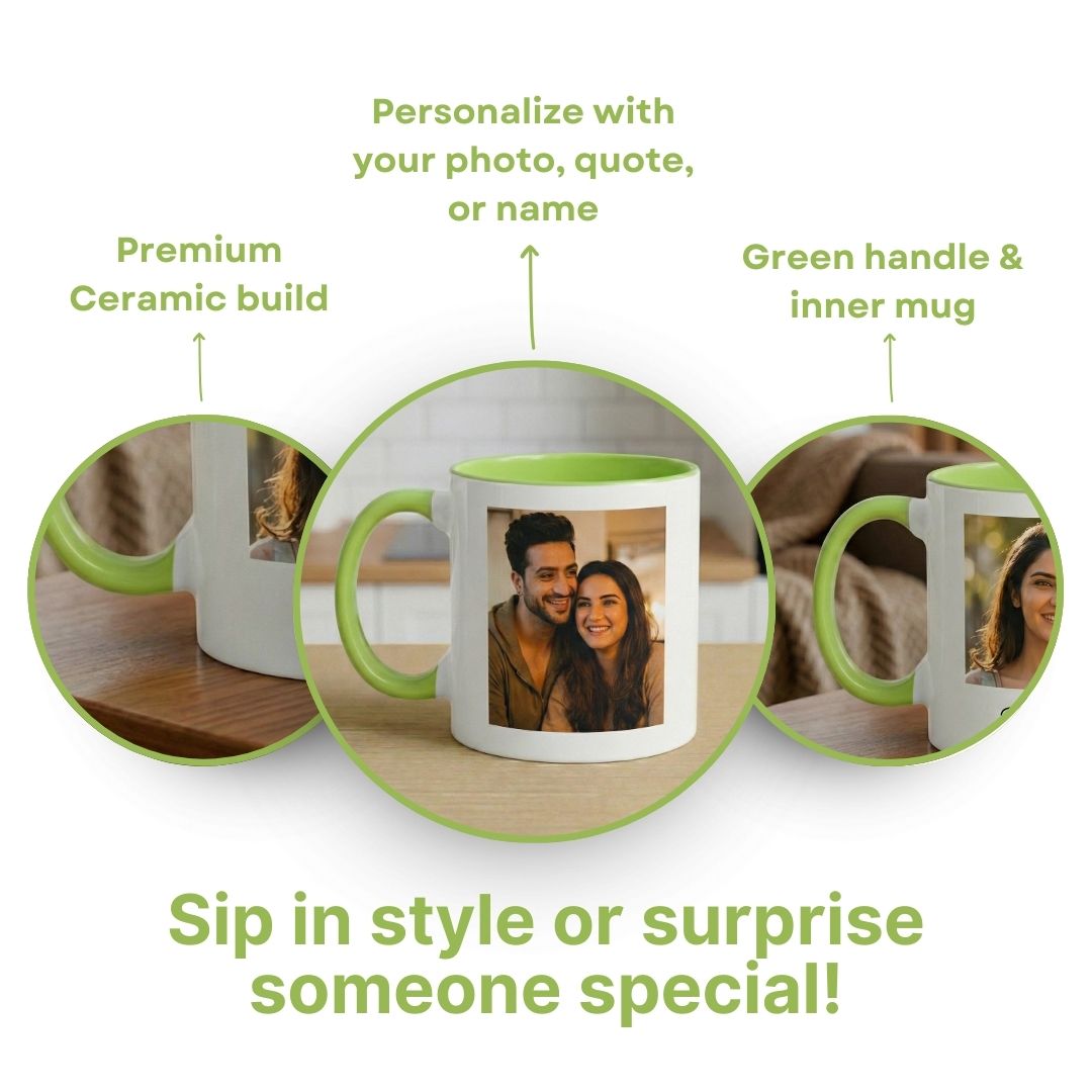Light Green Ceramic Customized Photo Mug