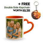 Orange Heart Handle Ceramic Photo Mug