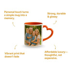 Orange Heart Handle Ceramic Photo Mug