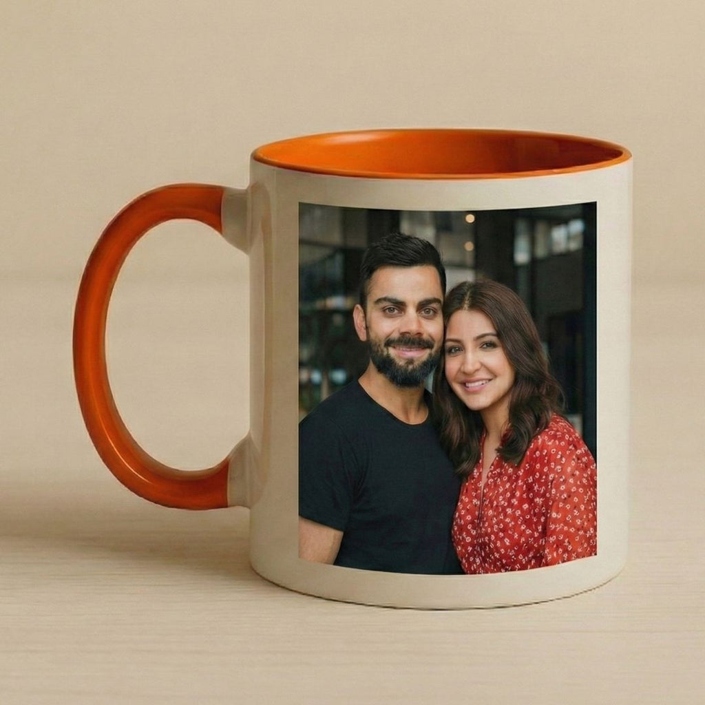 Orange Ceramic Customized Photo Mug