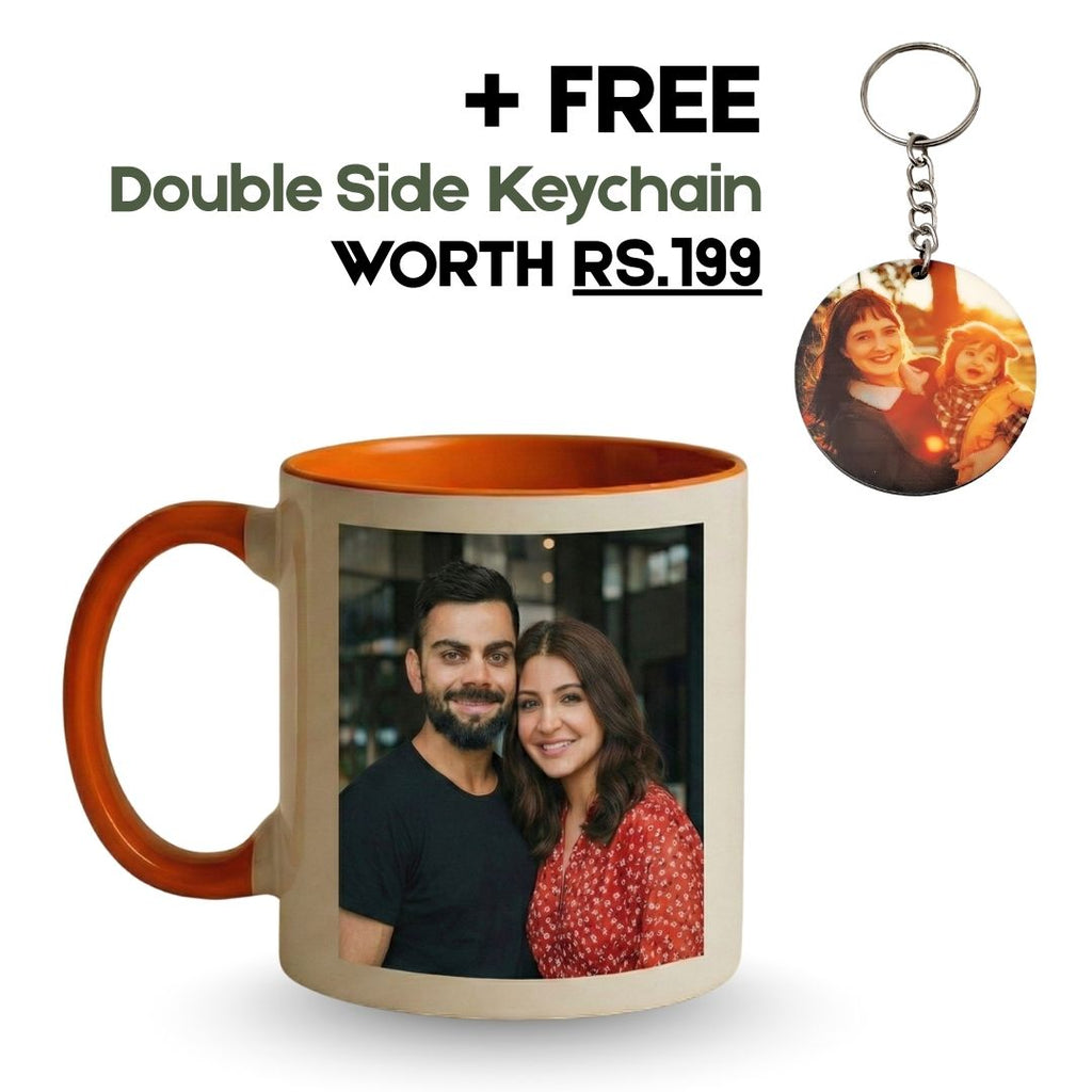 Orange Ceramic Customized Photo Mug
