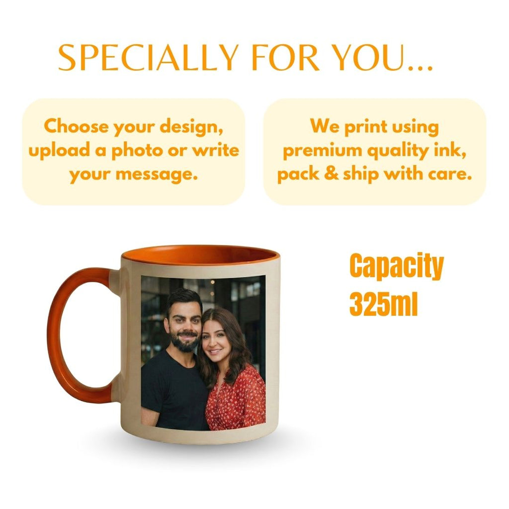 Orange Ceramic Customized Photo Mug