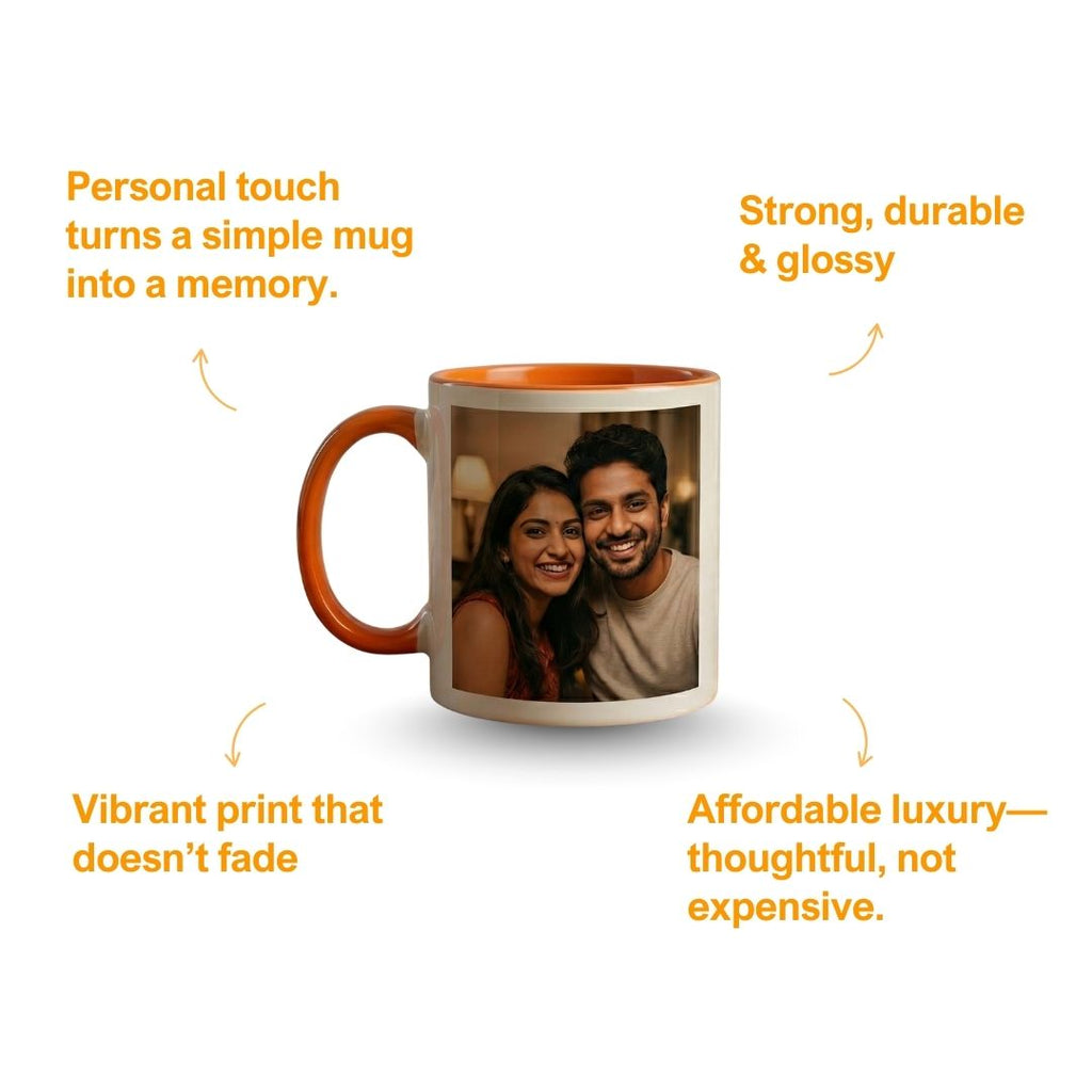 Orange Ceramic Customized Photo Mug