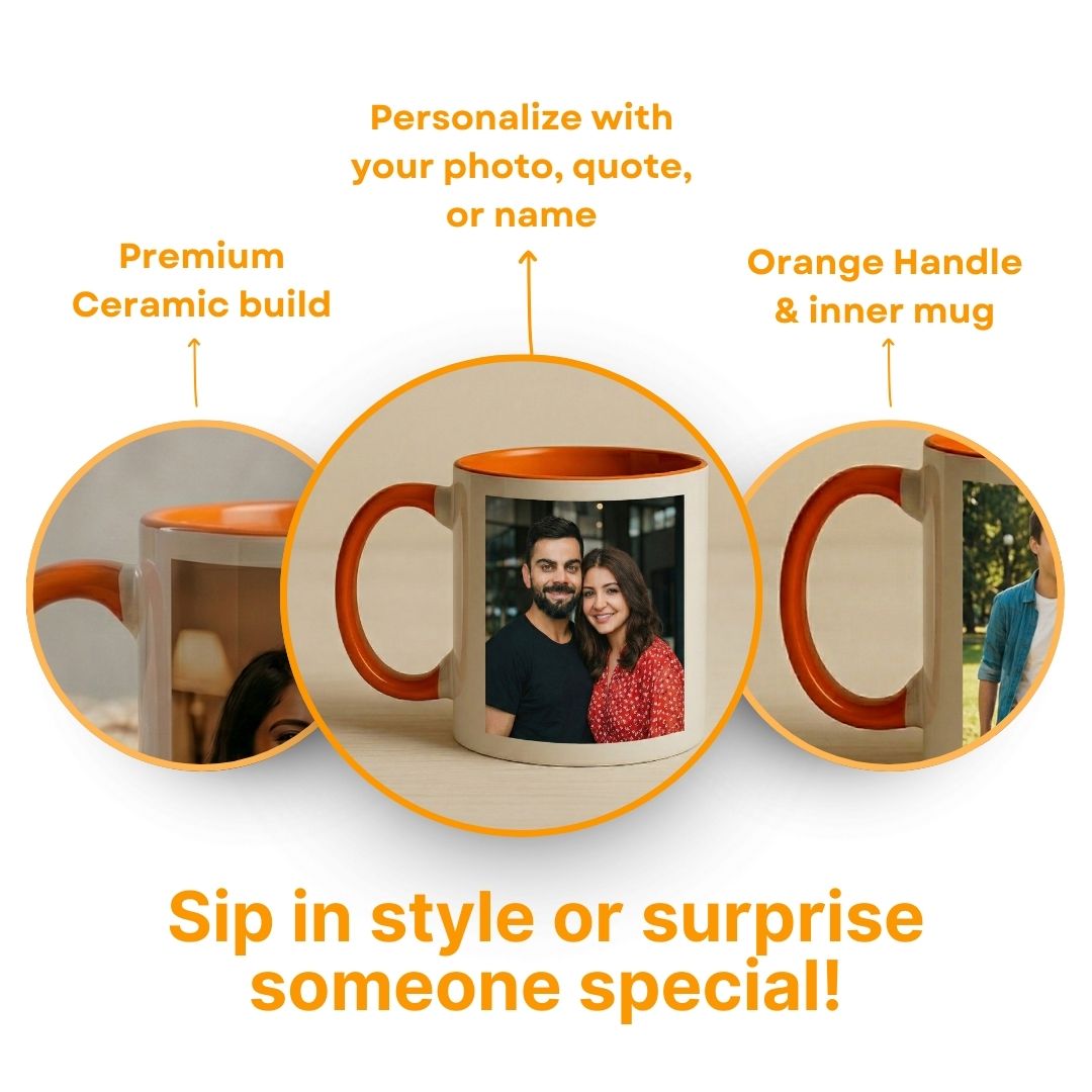 Orange Ceramic Customized Photo Mug