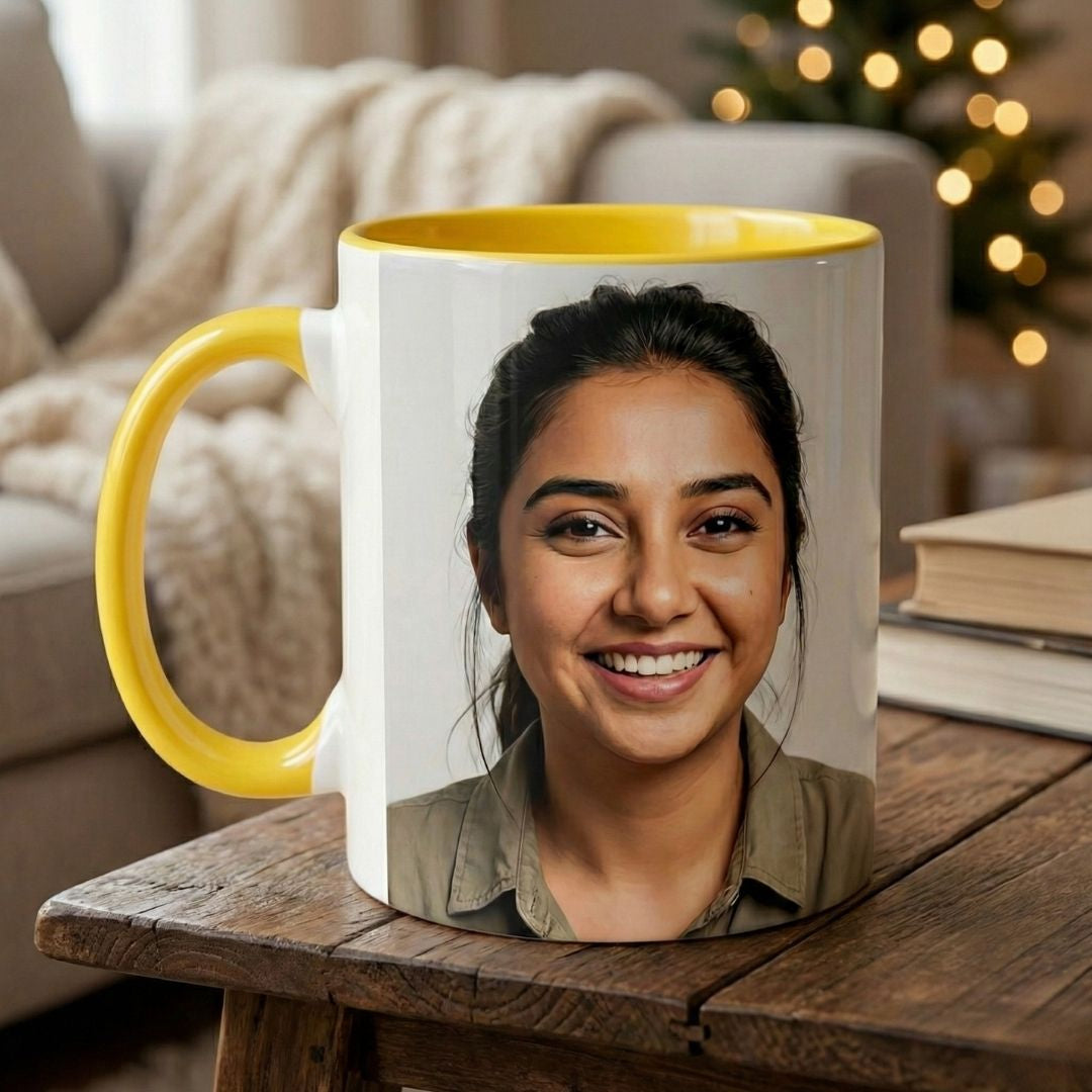 Yellow Ceramic Customized Photo Mug