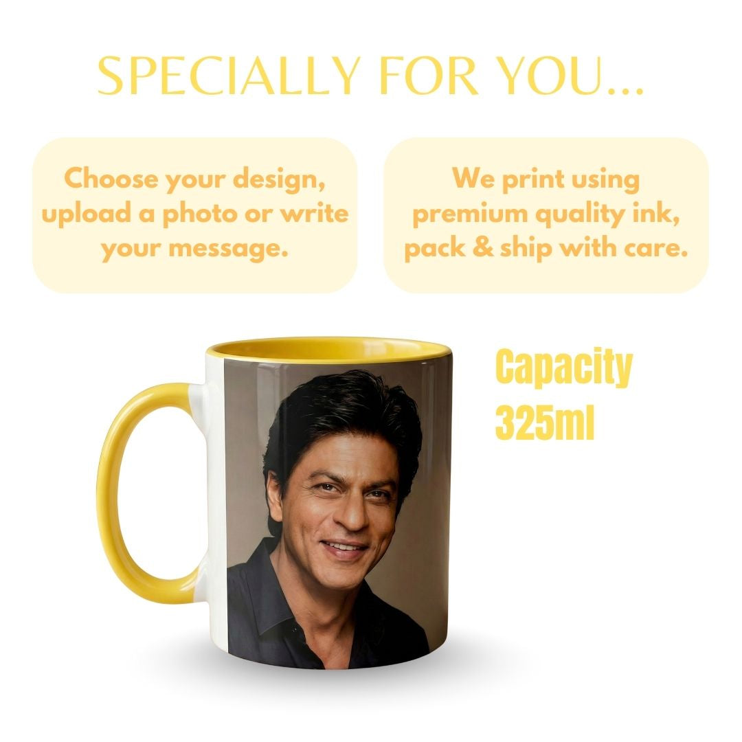 Yellow Ceramic Customized Photo Mug