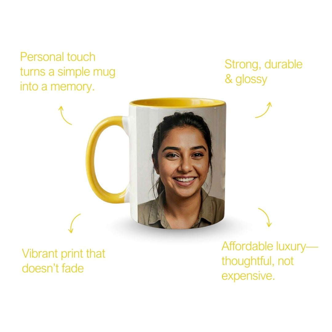 Yellow Ceramic Customized Photo Mug