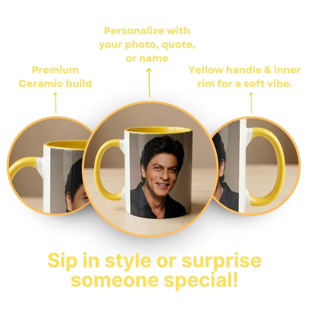 Yellow Ceramic Customized Photo Mug