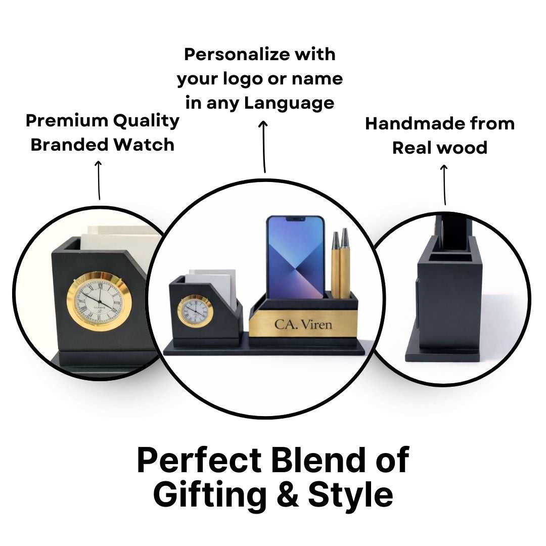 Personalized MDF Wood 3-Slot Desk Organizer for CA