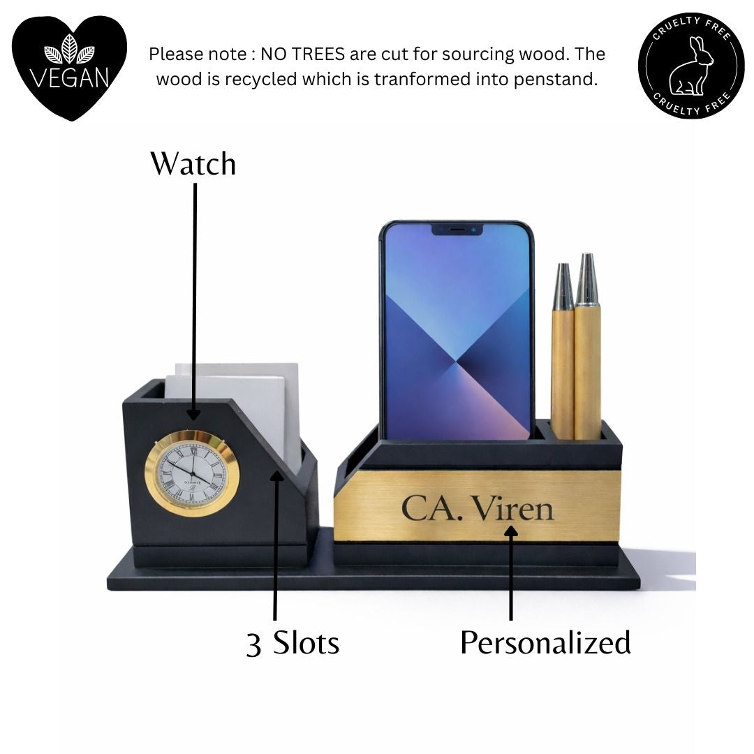 Personalized MDF Wood 3-Slot Desk Organizer for CA