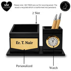 Personalized 2-Compartment Black MDF Pen Stand