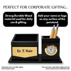 Personalized 2-Compartment Black MDF Pen Stand