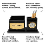 Personalized 2-Compartment Black MDF Pen Stand