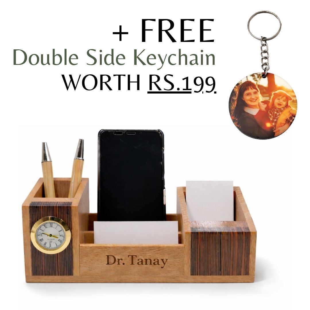 Personalized 4-in-1 Wooden Pen Stand