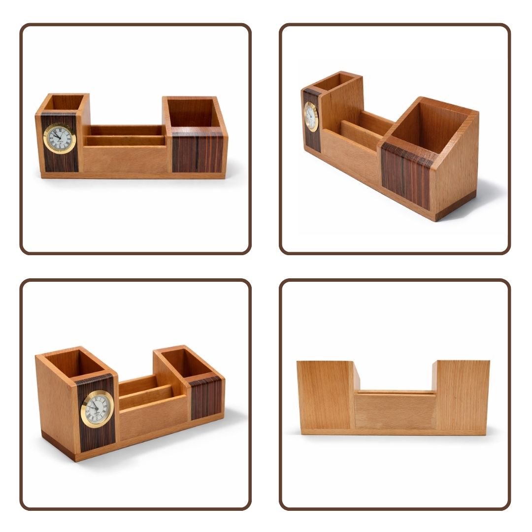 Personalized 4-in-1 Wooden Pen Stand