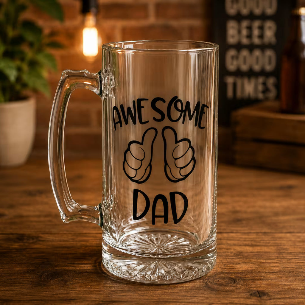 Awesome Dad Glass Beer Mug