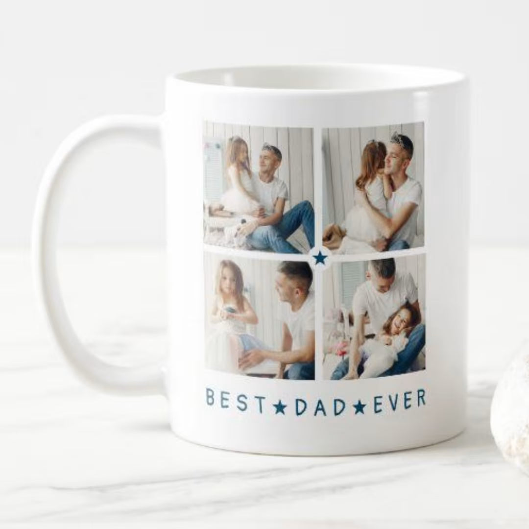 "Best Dad Ever" Photo Heart Collage Custom Mug