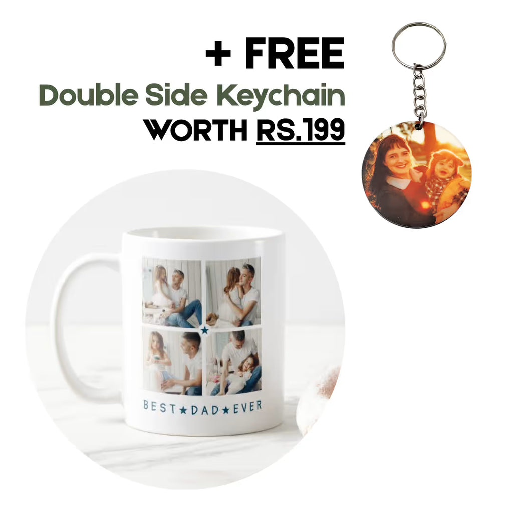 "Best Dad Ever" Photo Heart Collage Custom Mug