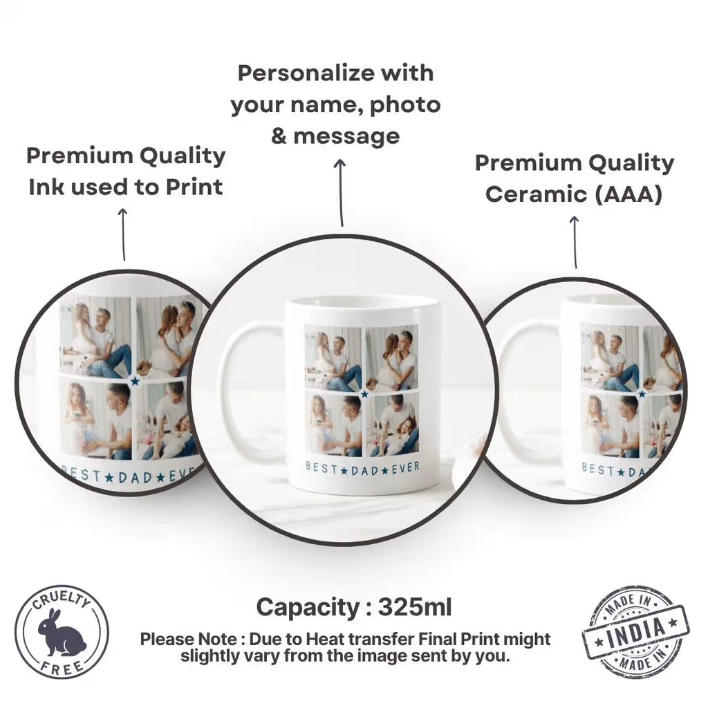 "Best Dad Ever" Photo Heart Collage Custom Mug