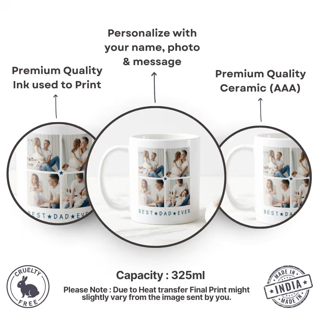 "Best Dad Ever" Photo Heart Collage Custom Mug