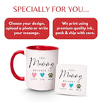 Custom Ceramic Red Coffee Mug & MDF Coaster - Personalized for Mom