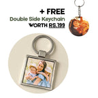 Crossword Puzzle & Photo Metal Keychain for Mom