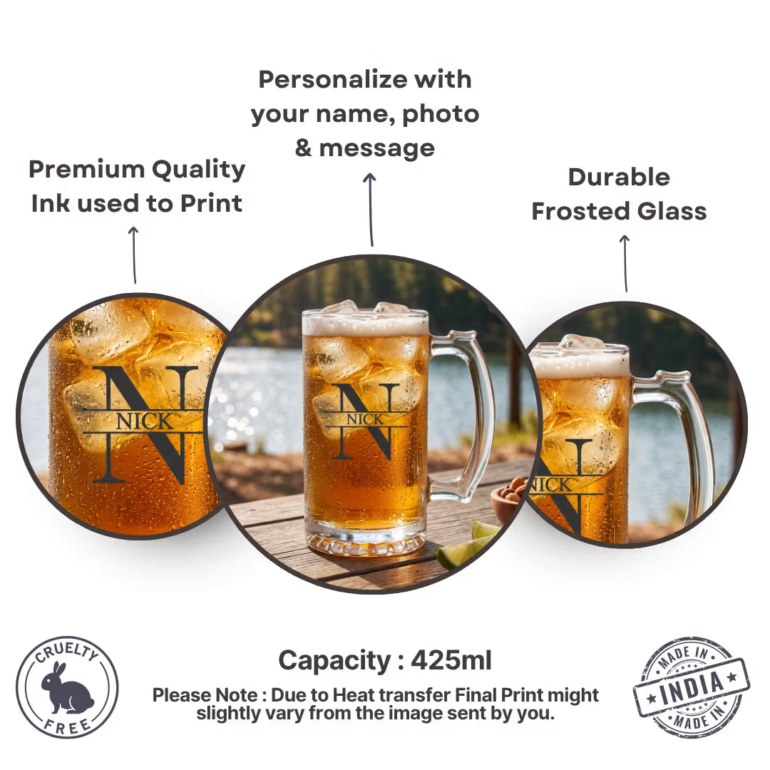 Custom Name Glass Beer Mug for Husbands