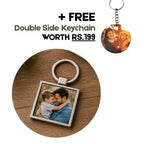 Custom Name & Photo Square Metal Keychain for Dad