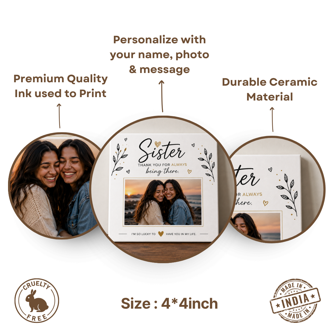 Custom Photo "Thank You" Sister Ceramic Tile