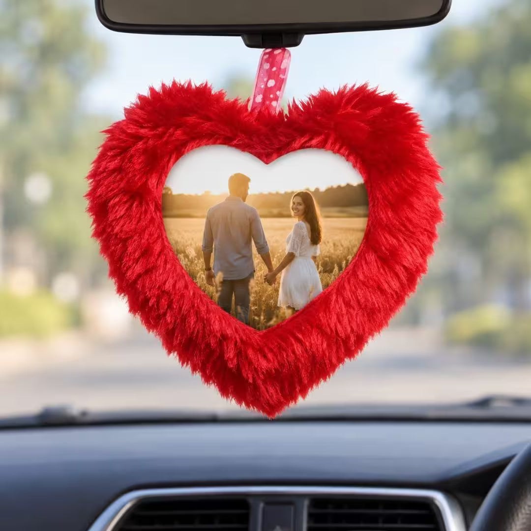Red Mini Heart Customized Photo Furr Pillow