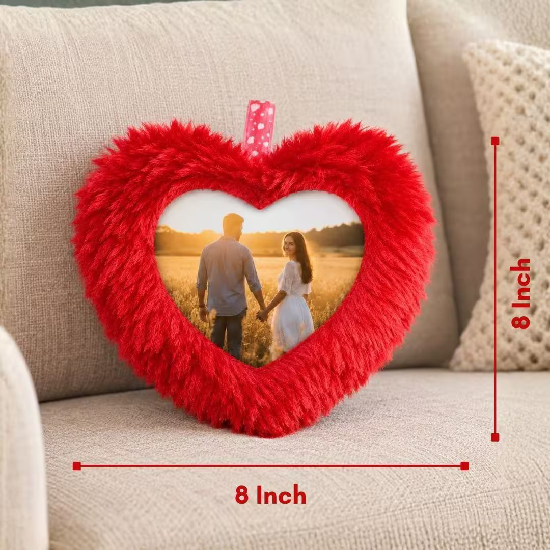 Red Mini Heart Customized Photo Furr Pillow