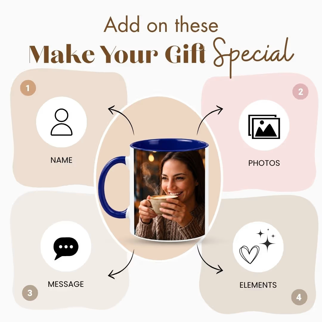 Dark Blue Ceramic Customized Photo Mug