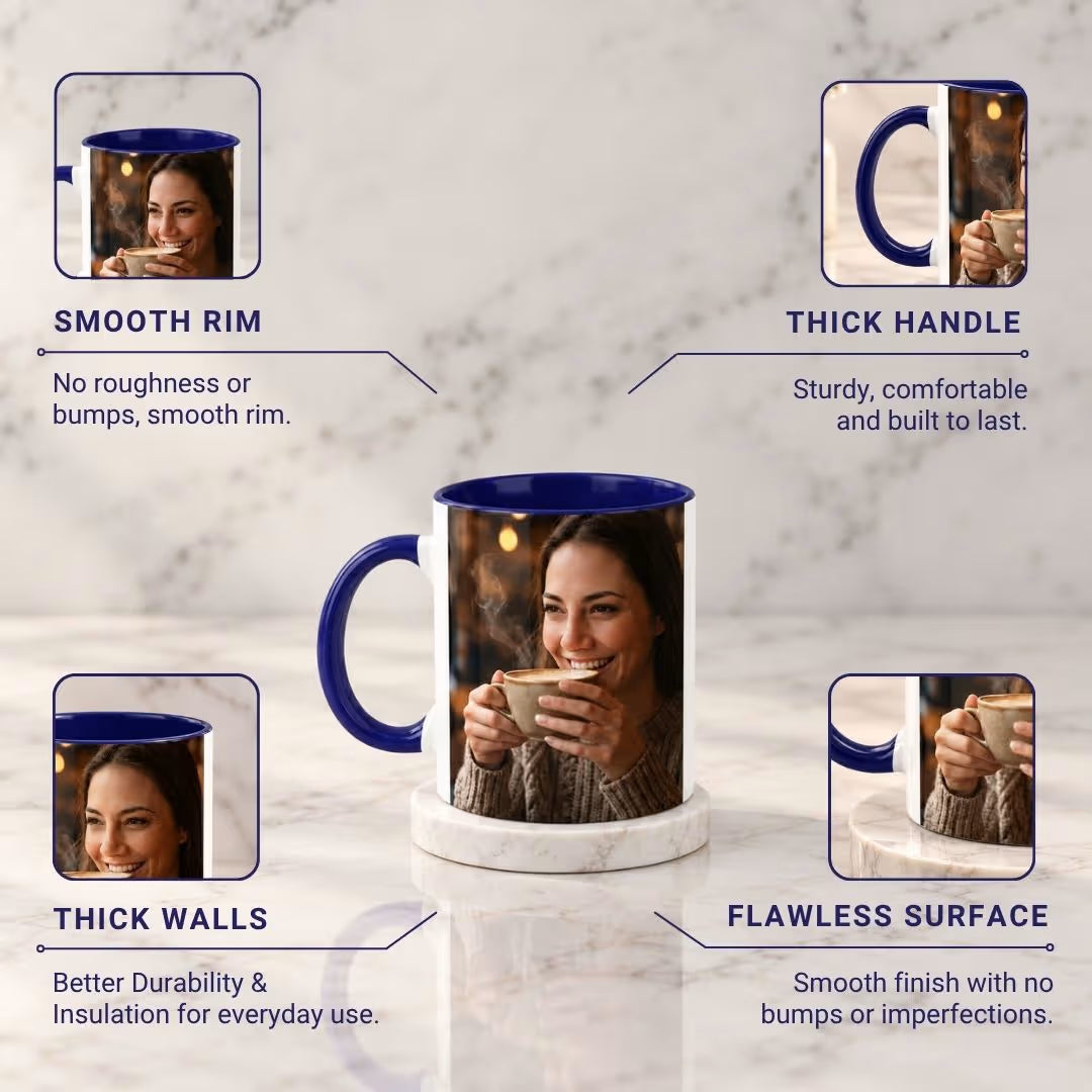 Dark Blue Ceramic Customized Photo Mug