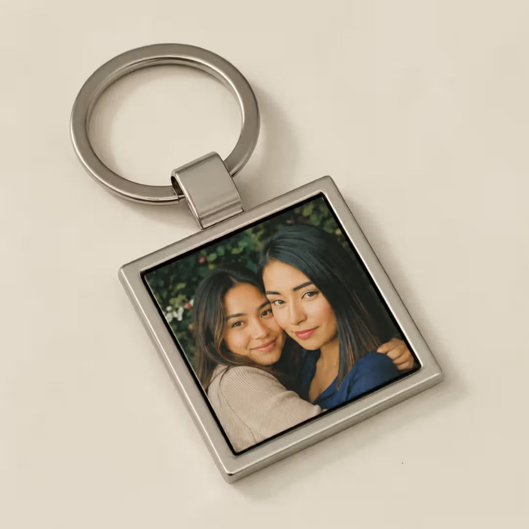 Customized Friends Photo Square Metal Keychain