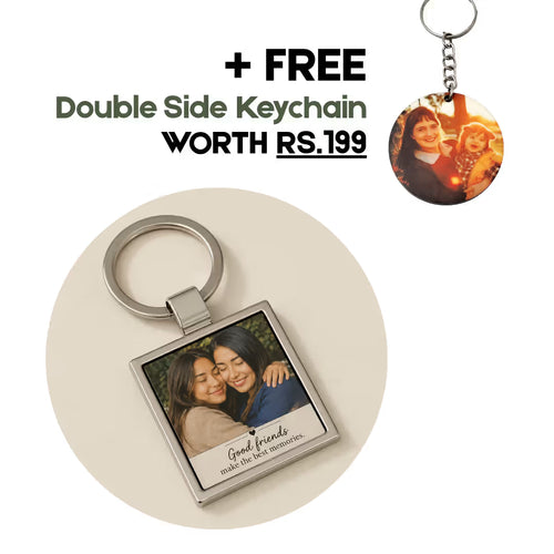 Customized Friends Photo Square Metal Keychain