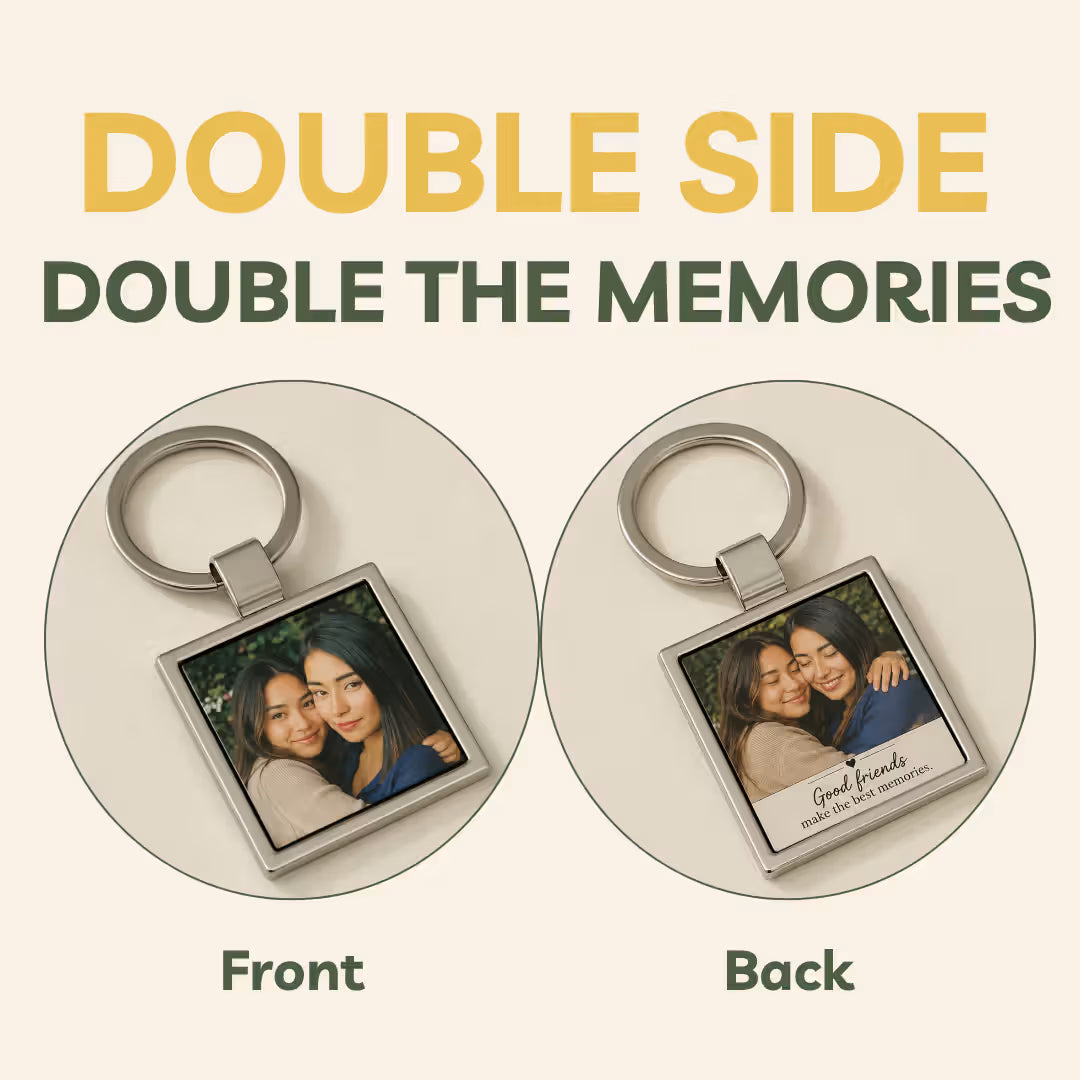 Customized Friends Photo Square Metal Keychain