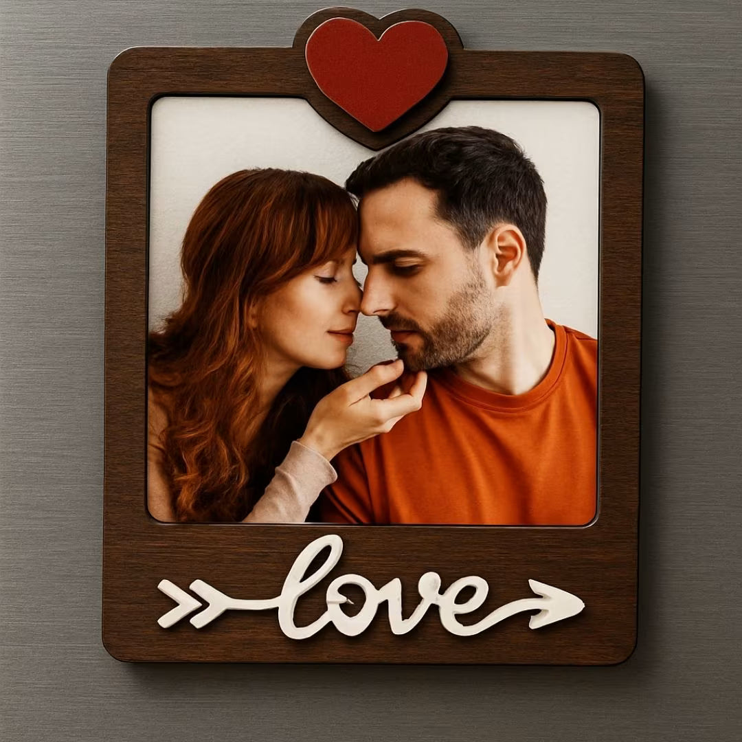 Wooden Love Personalized Photo Fridge Magnet
