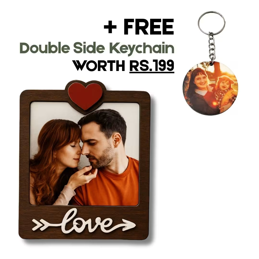 Wooden Love Personalized Photo Fridge Magnet