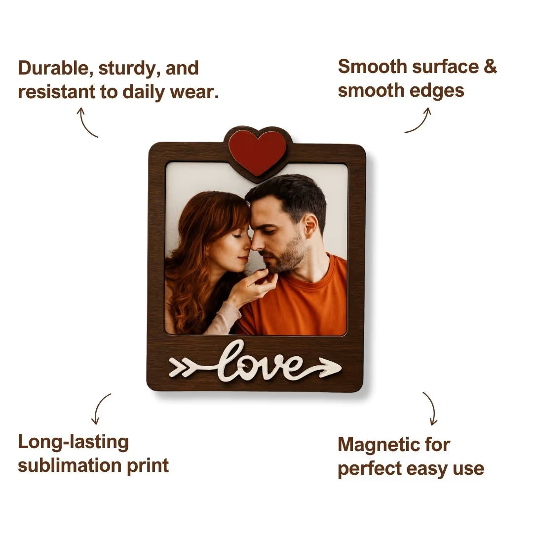 Wooden Love Personalized Photo Fridge Magnet