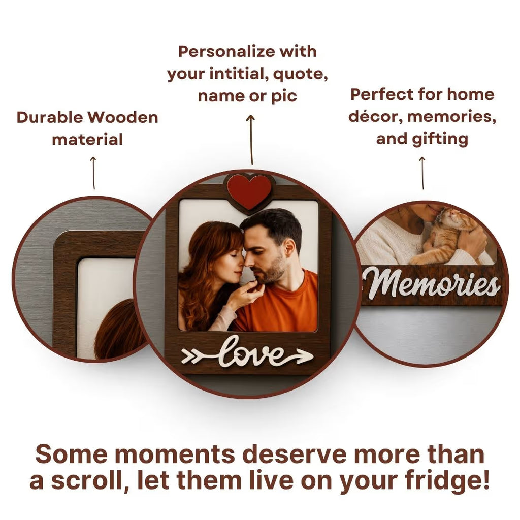 Wooden Love Personalized Photo Fridge Magnet