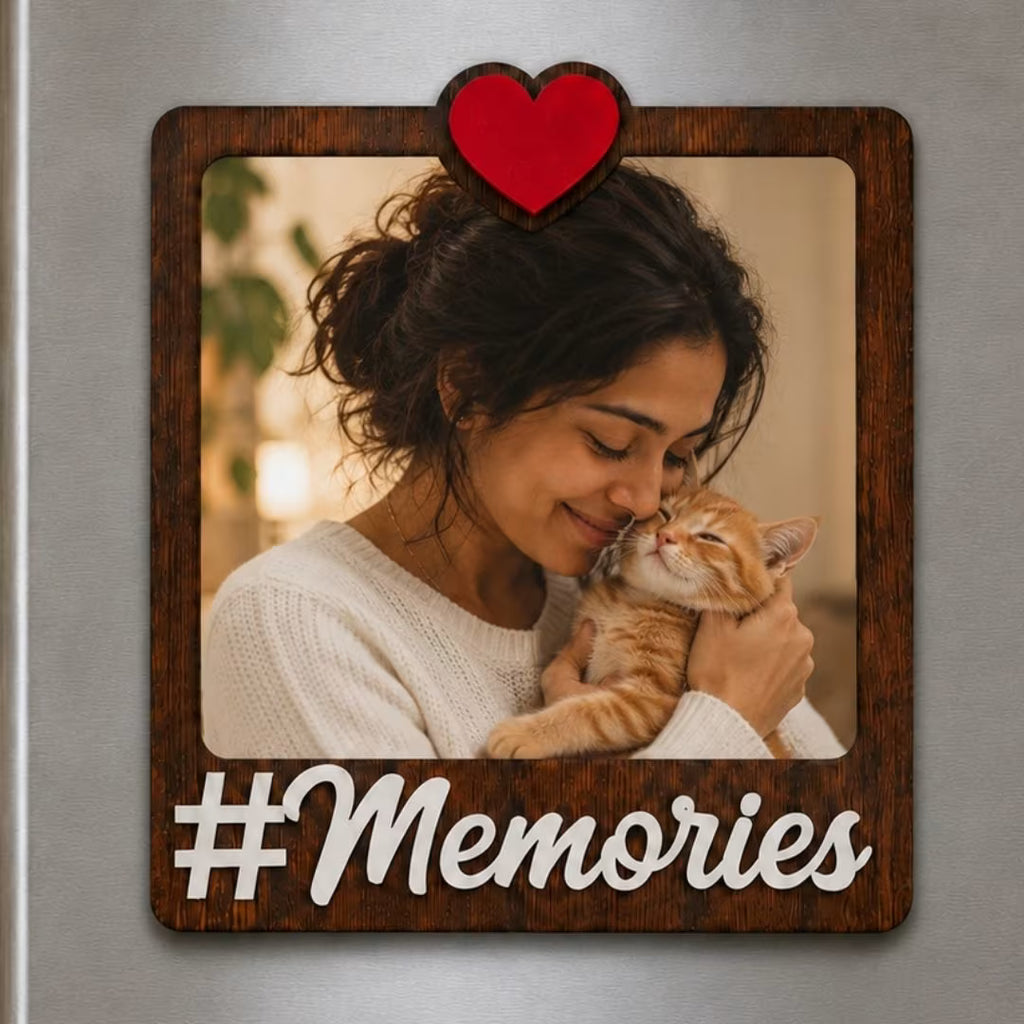 Wooden Personalized Memories Photo Fridge Magnet