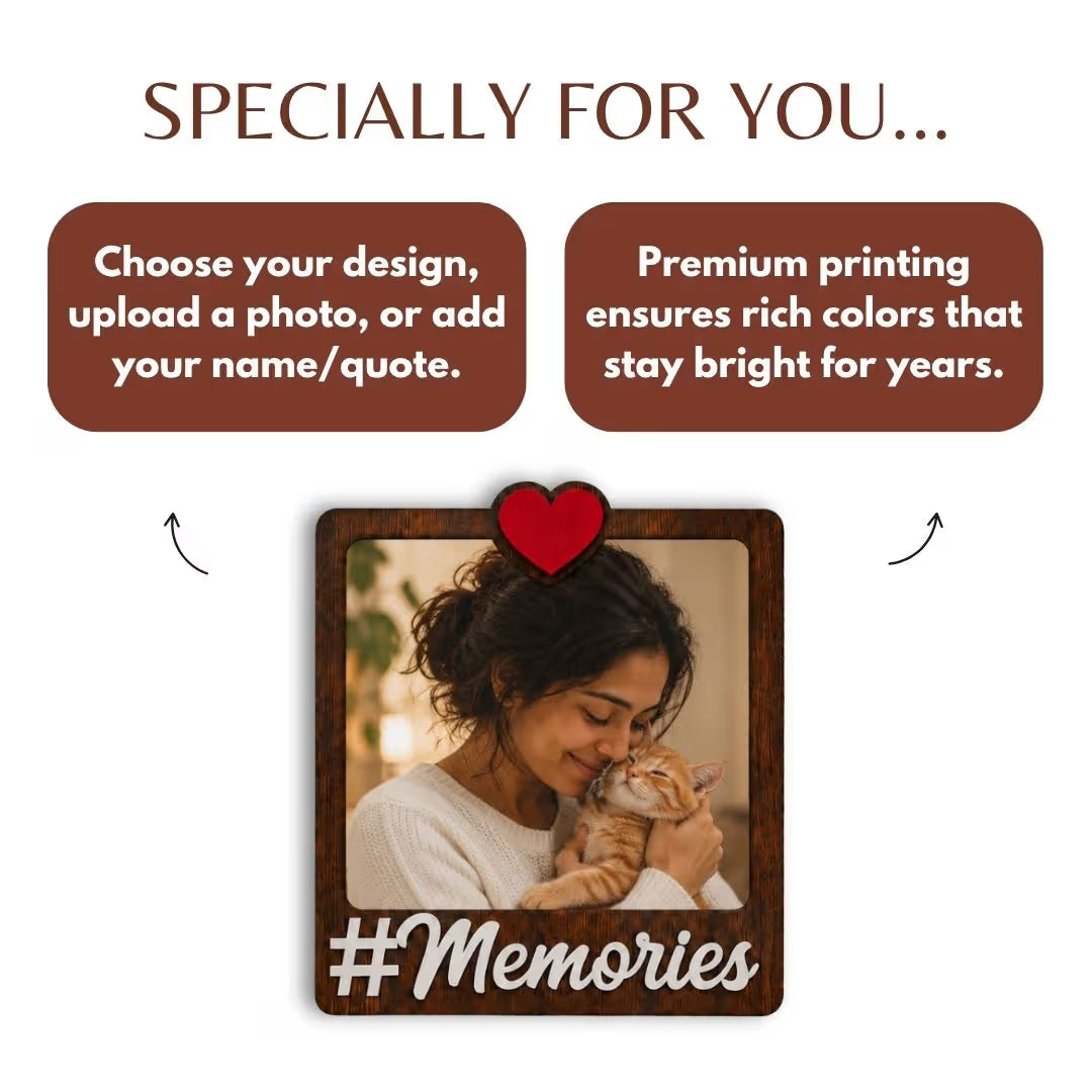 Wooden Personalized Memories Photo Fridge Magnet